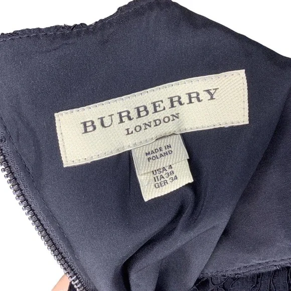 Burberry London Dress Womens 4 Black Lace Floral Fit Flare Sleeveless Pockets S - Picture 3 of 10